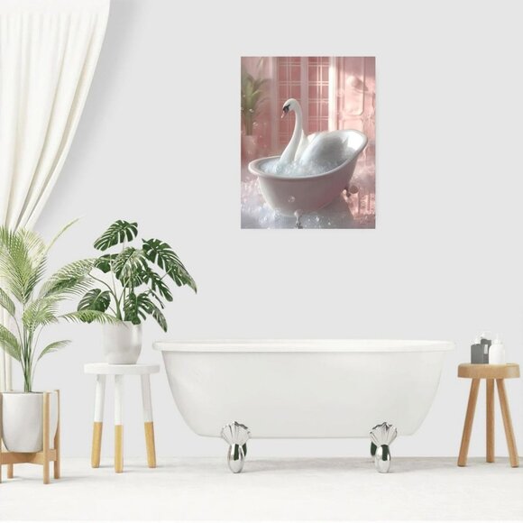 White Swan Unframed Canvas Wall Art  16" X 20" - Picture 3 of 5